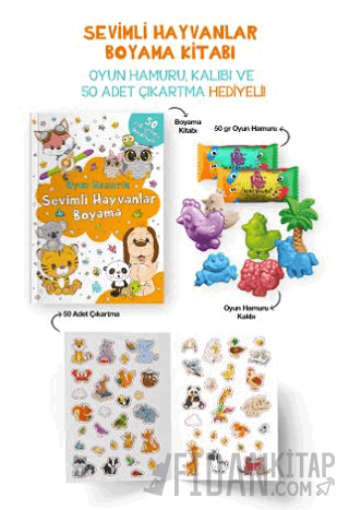 Sevimli Hayvanlar Boyama Kitabı - Oyun Hamuru, Oyuncak ve Çıkartma Hediyeli