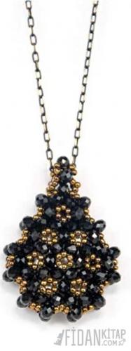 Siyah Cevşen Kolye (Kristal, Damla)