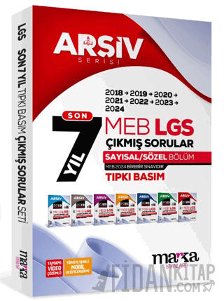 Son 7 Yıl LGS 8. Sınıf Arşiv Serisi Tıpkı Basım Fasikül Fasikül Çıkmış Sorular Tamamı Video Çözümlü