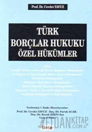 Türk Borçlar Hukuku Özel Hükümler (Ciltli) Cevdet Yavuz