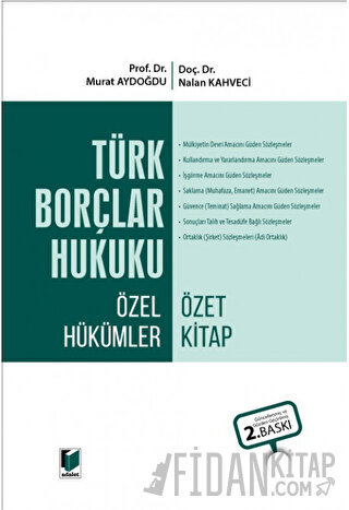 Türk Borçlar Hukuku Özel Hükümler Özet Kitap (Ciltli) Nalan Kahveci