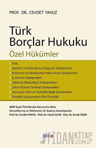 Türk Borçlar Hukuku - Özel Hükümler Cevdet Yavuz