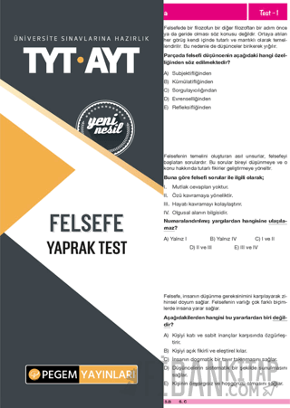Tyt-Ayt Felsefe Yaprak Test