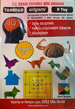 Üç Zeka Oyunu - Tangram, Origami, 9 Taş