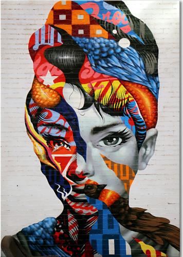 New York Sokak Sanatı Kadın (20 Cm X 30 Cm) Mini Retro Ahşap Poster