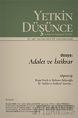 Yetkin Düşünce Dergisi Yıl: 1 Sayı: 2 Nisan, Mayıs, Haziran 2018